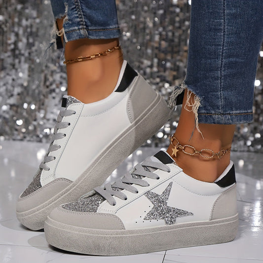 Dam Sneakers med Glittrig Stjärndesign – Trendiga Vardagsskor för Mode och Komfort