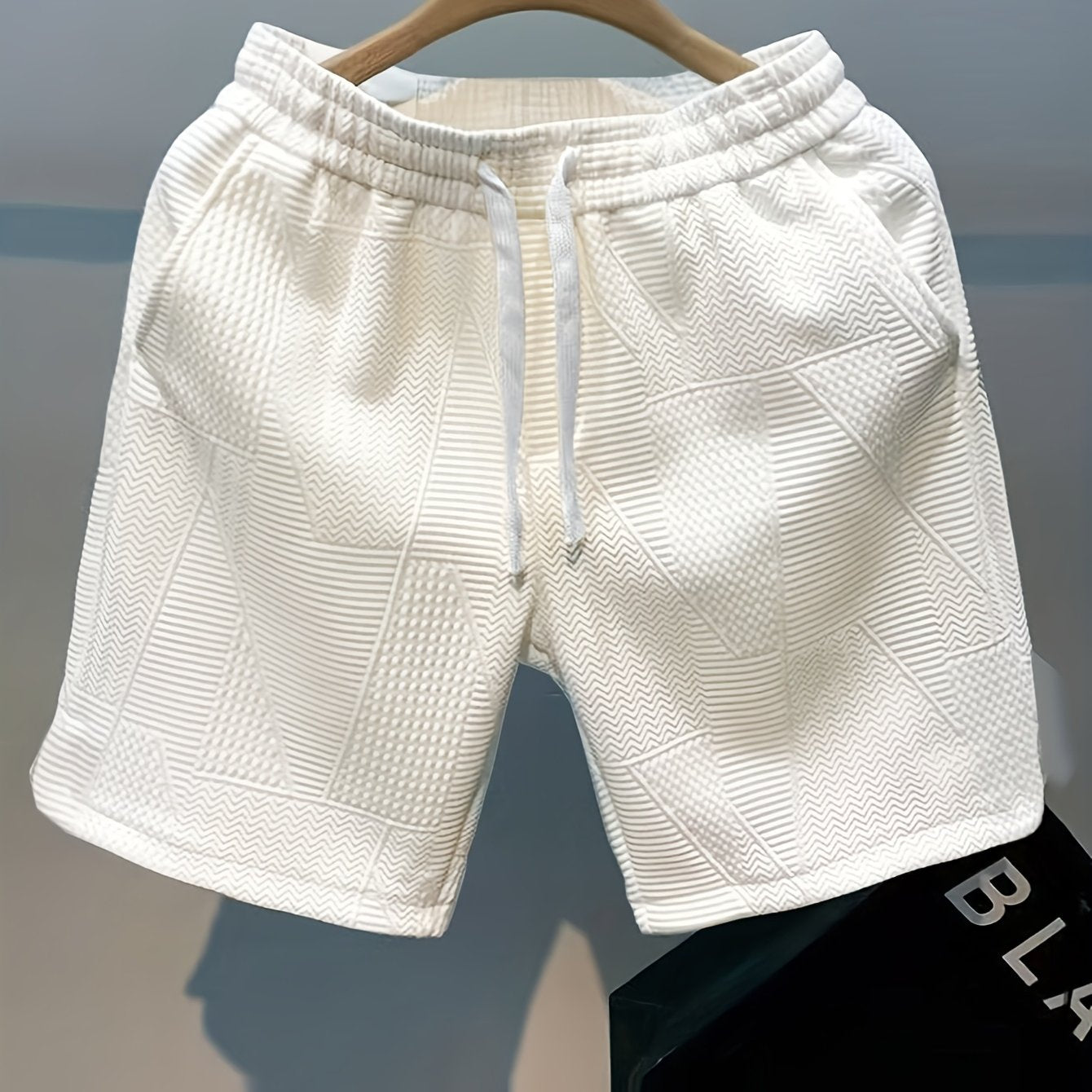Herrshorts Avslappnad Stil Med Präglat Mönster För Fritid Och Träning