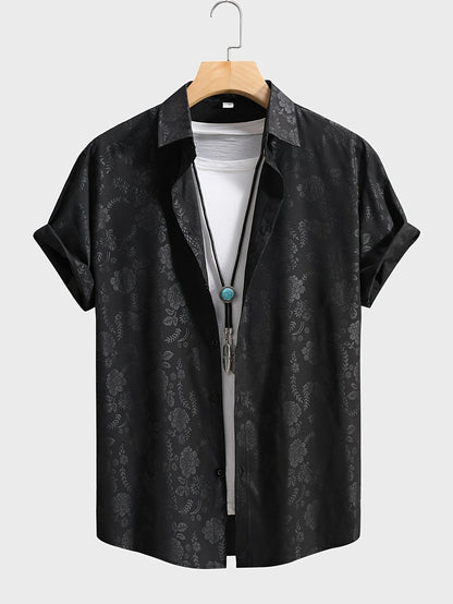 Herr Skjorta Kortärmad Blommig Mönster Casual Modern Stil