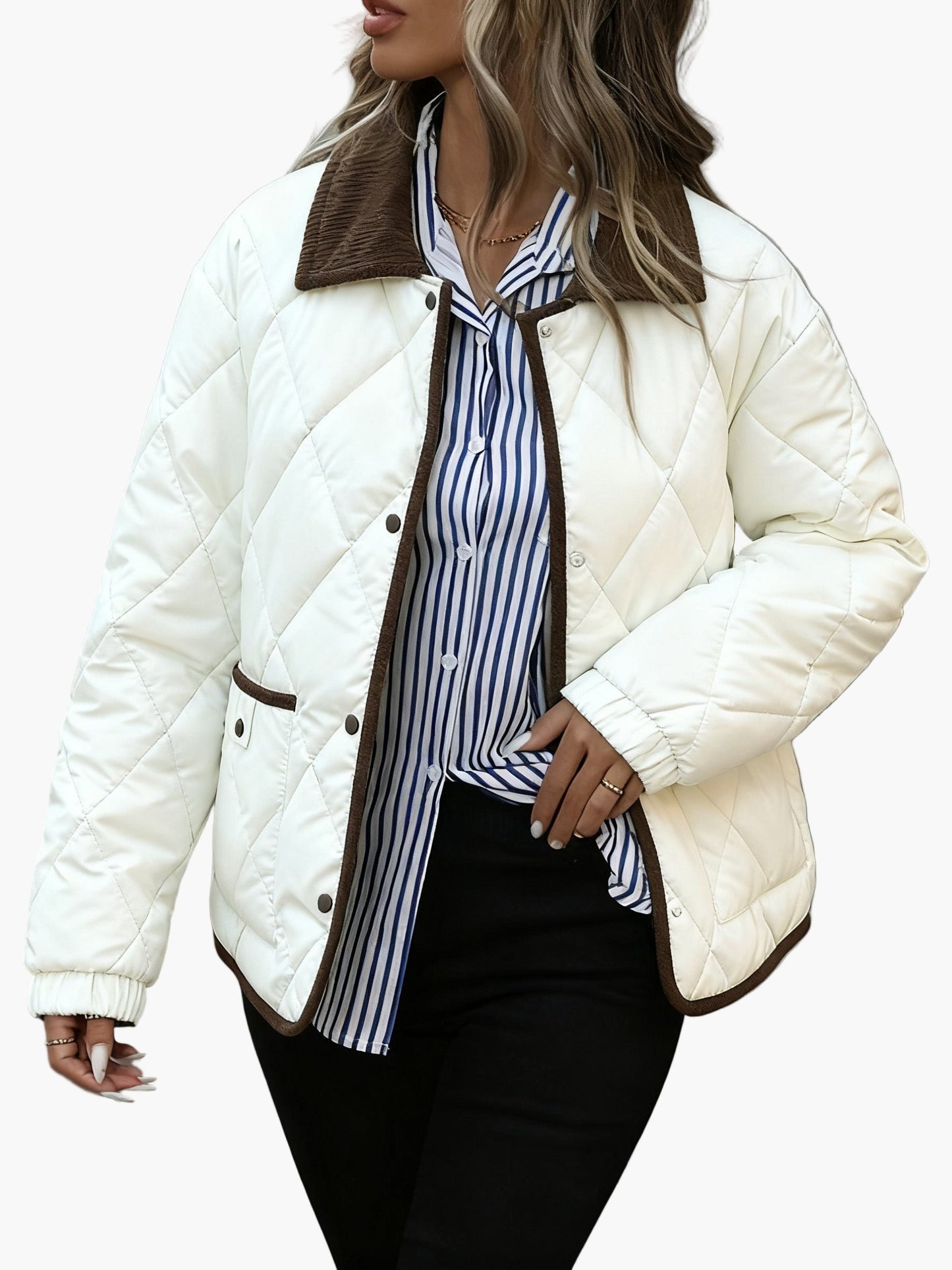 Dam Quilted Vintage Jacka för Vardagsbruk och Höstmode