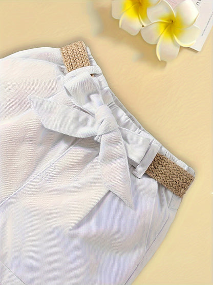 Dam Paperbag Shorts med Hög Midja och Flätat Bälte – Elegant Sommarstil