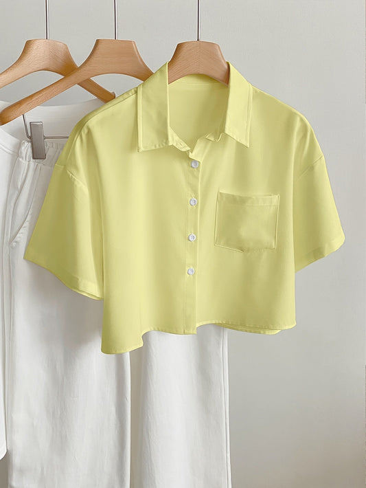 Dam Blus Kortärmad Skjorta Med Modern Cropped Passform För Vardagsbruk