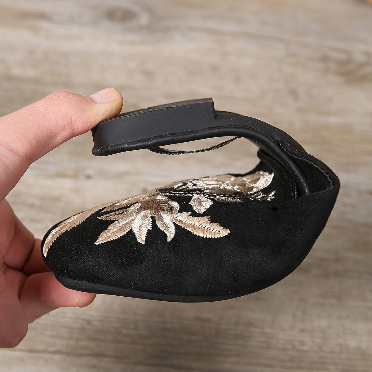 Dam Tofflor Slip-on Elegant Broderad Design Mode Skor för Vardag & Fest
