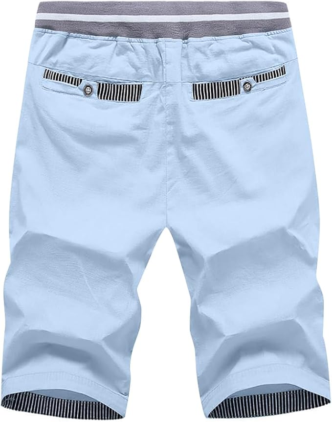 Lätta Herrshorts med Dragsko och Randigt Midjeband
