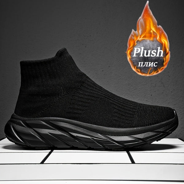 Strumpsneakers med stickad ovandel och tjock sula för komfort