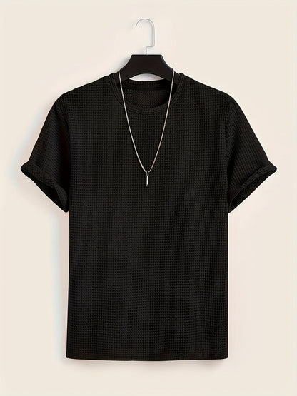 Herr T-shirt med modern nätstruktur och avslappnad passform – Perfekt för vardag och semester