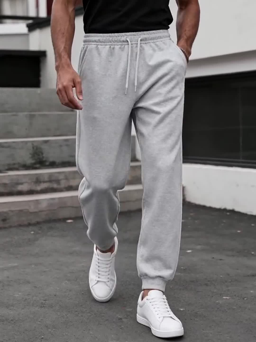 Herr Sportiga Joggingbyxor med Rak Passform för Avslappnad Träning och Fritid