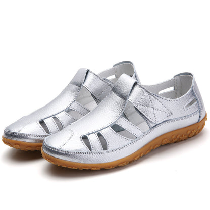 Kate – Sommarhandmade Retro Mjuk Sula Veganläder Velcro Avslappnade Skor