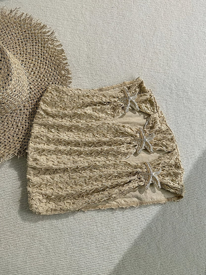 Dam Strandminikjol med Sjöstjärne-detaljer och Textur – Semester och Resortmode