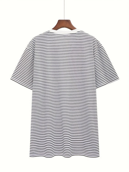 Herr T-shirt med horisontella ränder – Stilren och mångsidig vardagsstil