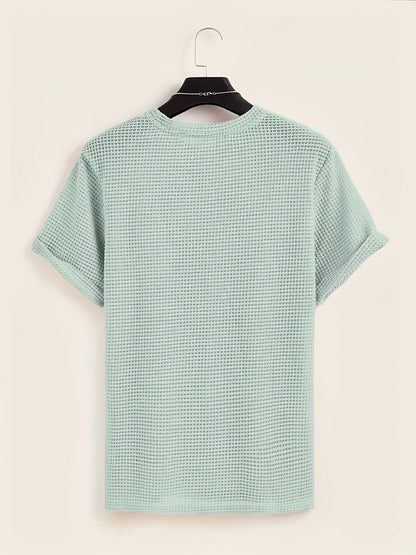 Herr T-shirt med modern nätstruktur och avslappnad passform – Perfekt för vardag och semester