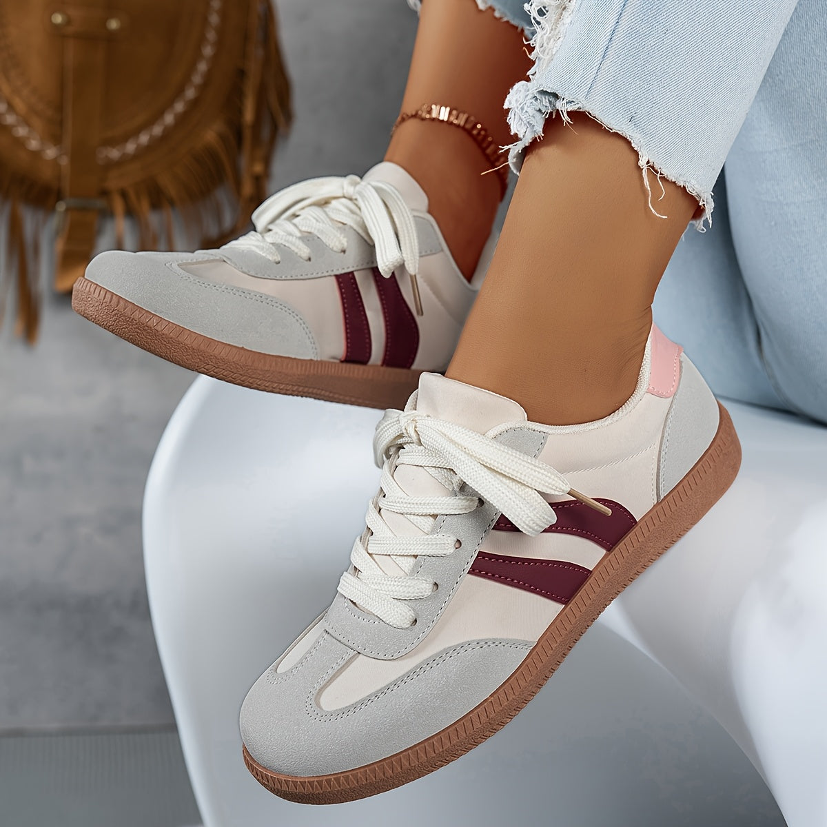 Dam Sneakers Retro Stil Vardagsskor Bekväma Träningsskor