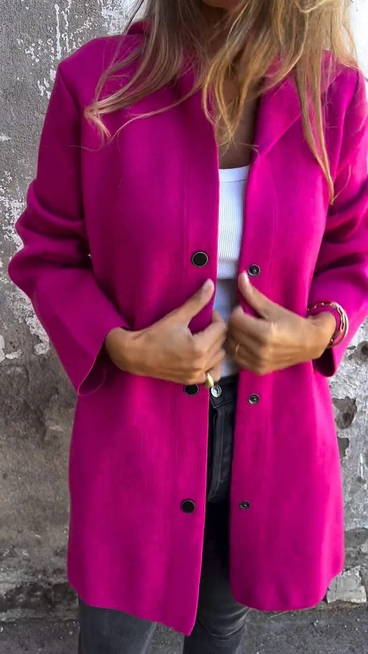 Linda – Lättvikts Huva Enkelt Knäppt Cardigan Fashion Lös Enfärgad Jacka Vår och Höst Damkläder