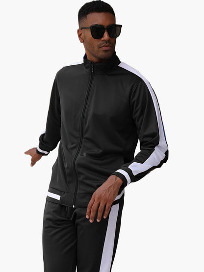 Herr Sportig Träningsdräkt Set – Trendig Tracksuit med Färgblock för Aktiv Livsstil