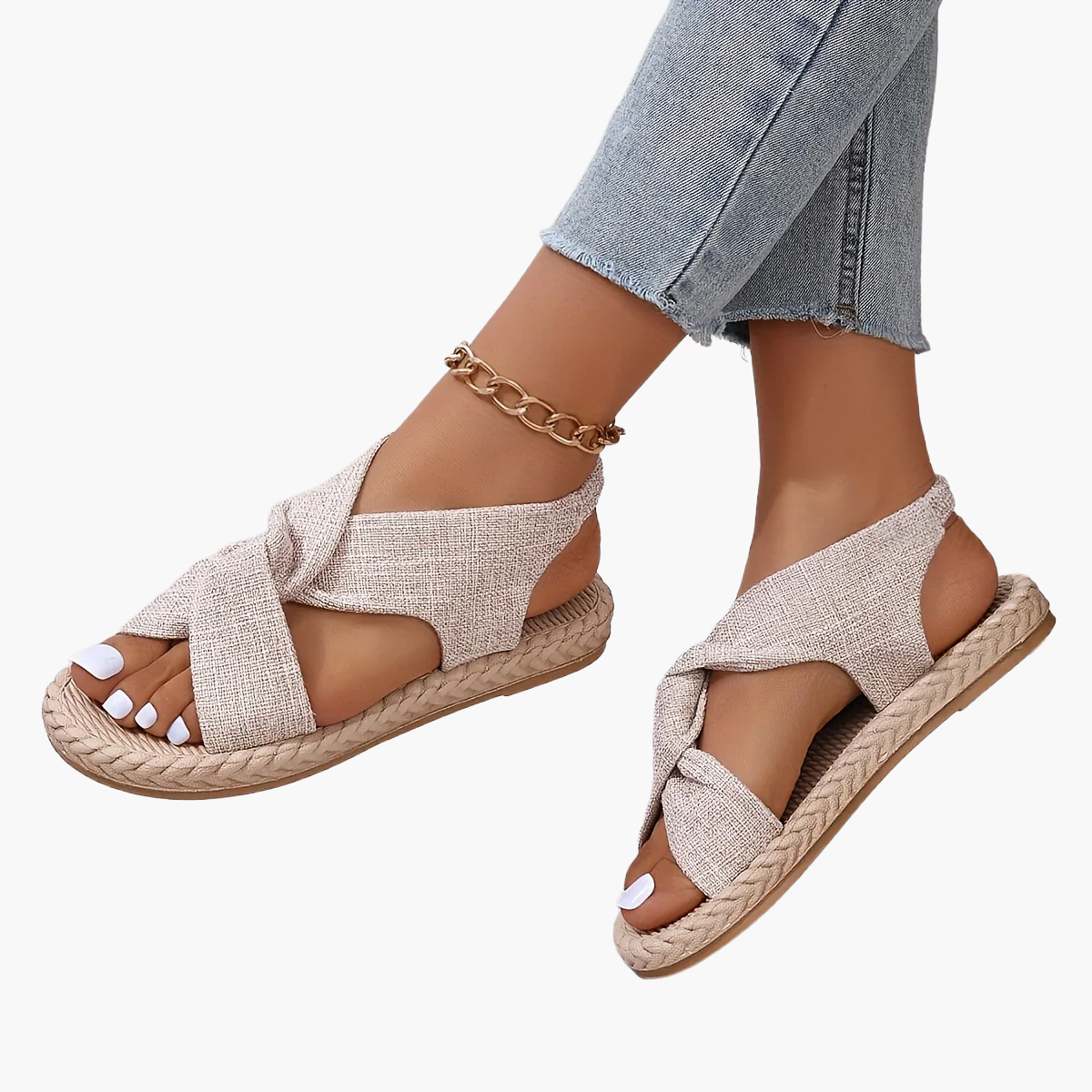 Damsandaler Mode Slip-on Sommar Sandaler med Knytdetalj