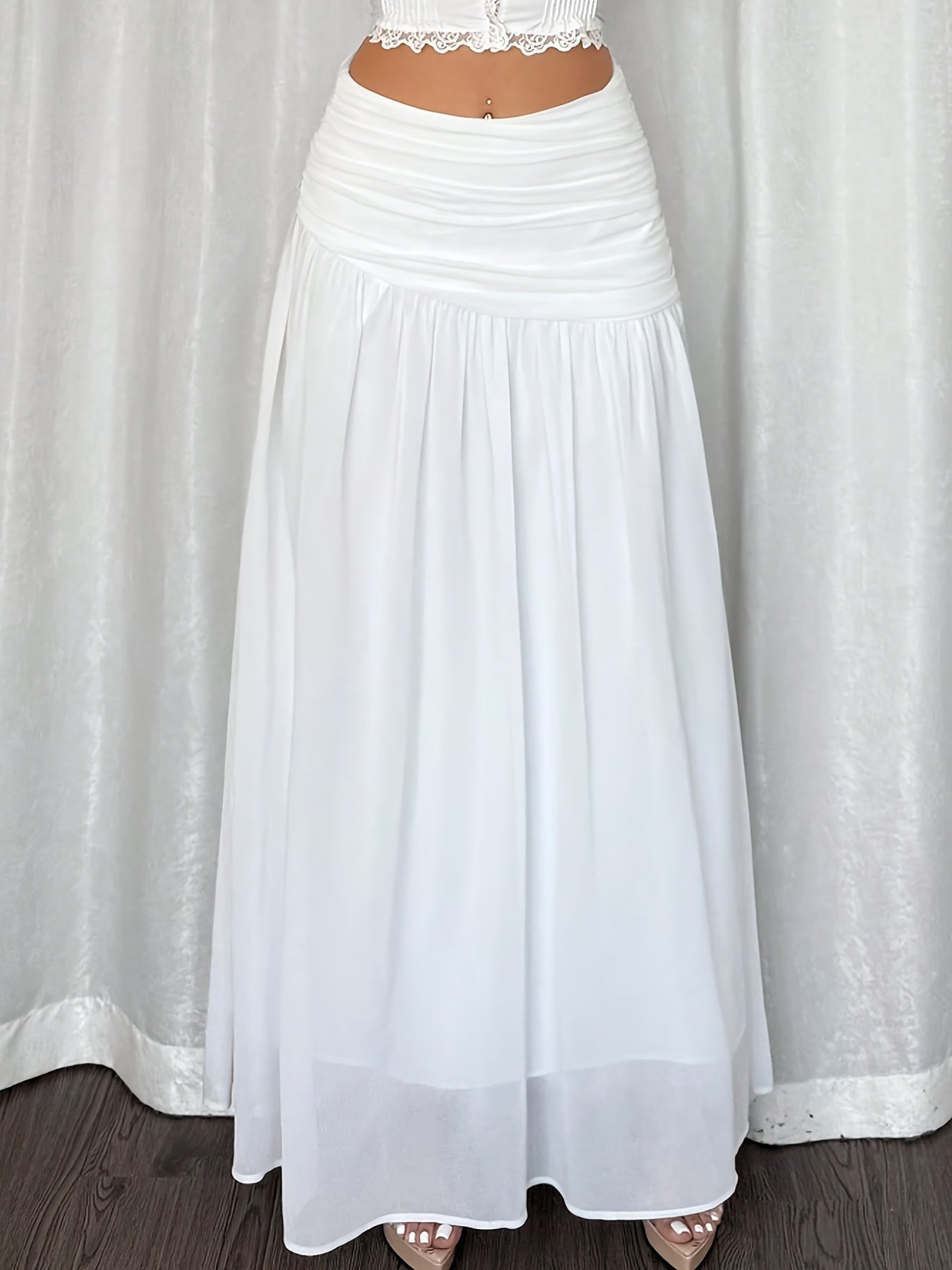 Dam Maxi Strandkjol Elegant Draperad Semesterstil