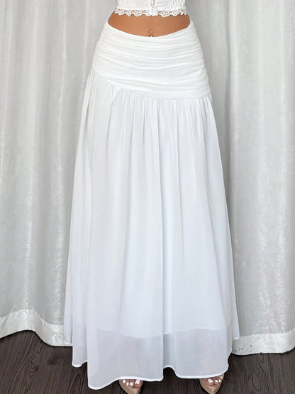 Dam Maxi Strandkjol Elegant Draperad Semesterstil