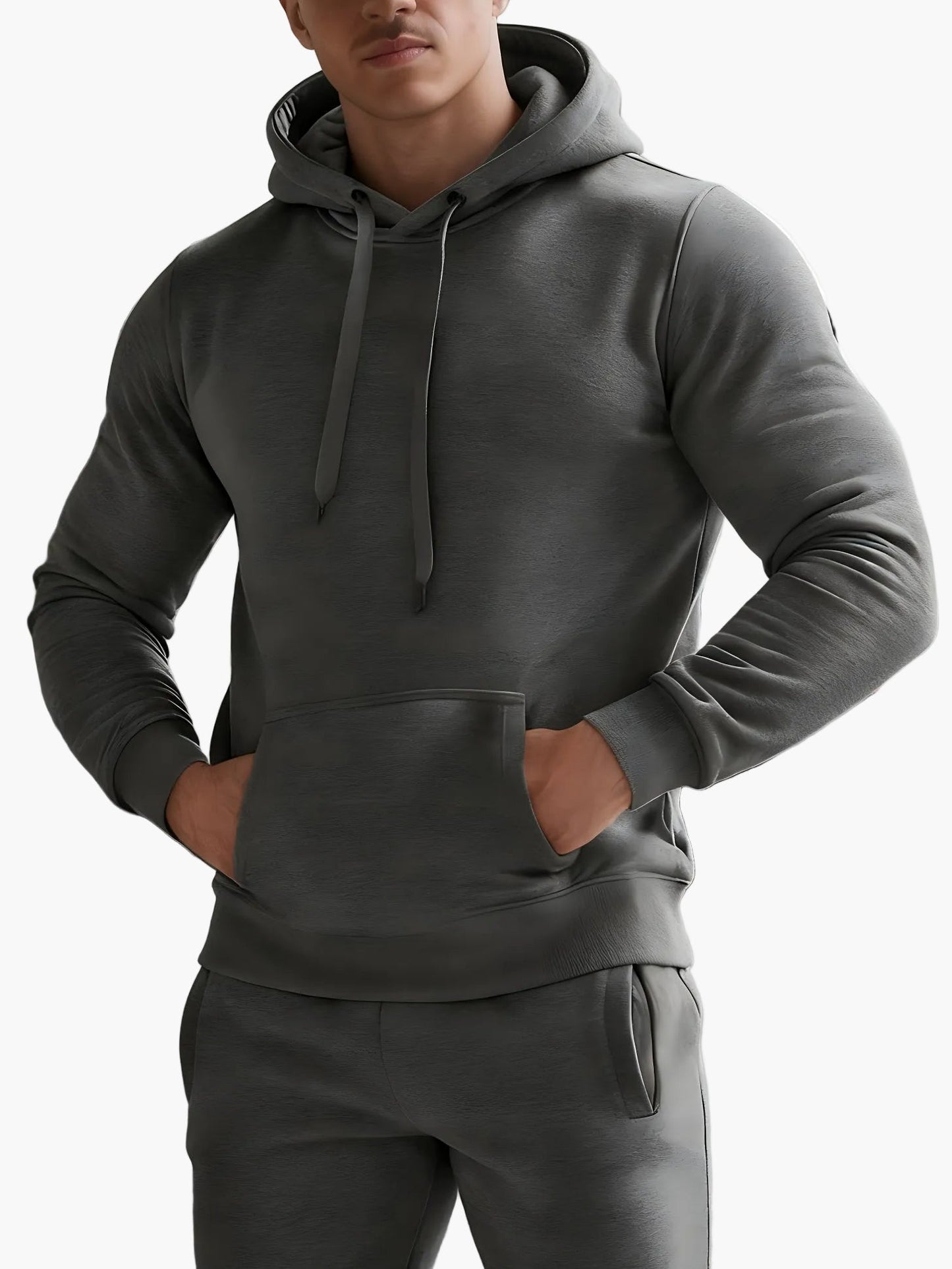 Herrarnas sportiga hoodie och byxa – atletisk tracksuit för träning och vardag