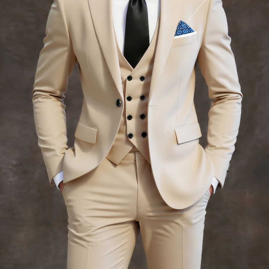 Men's 3-Piece Double-Breasted Slim Fit Suit