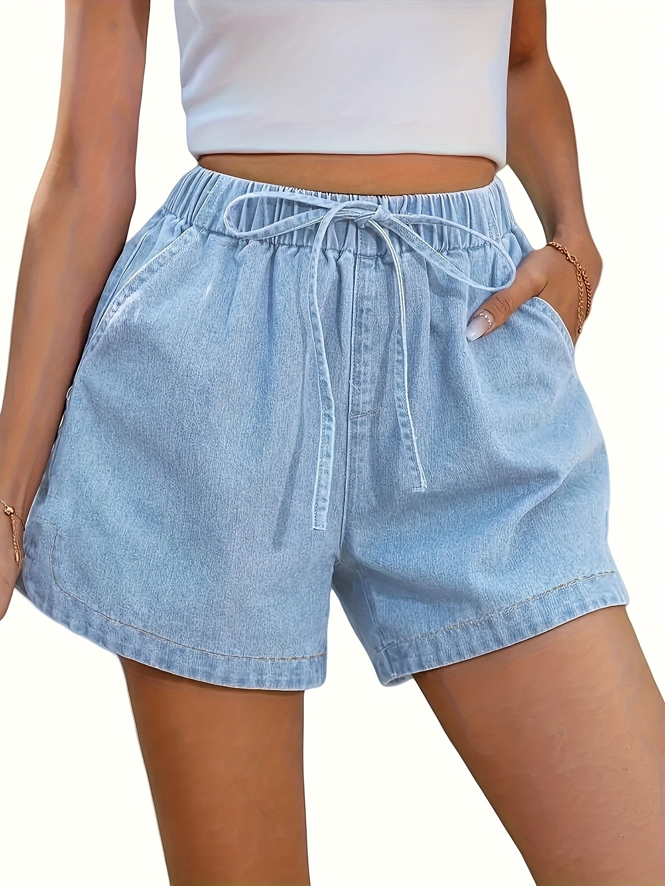 Damshorts för vardag och sommar – Elegant avslappnad stil med dragsko och lös passform