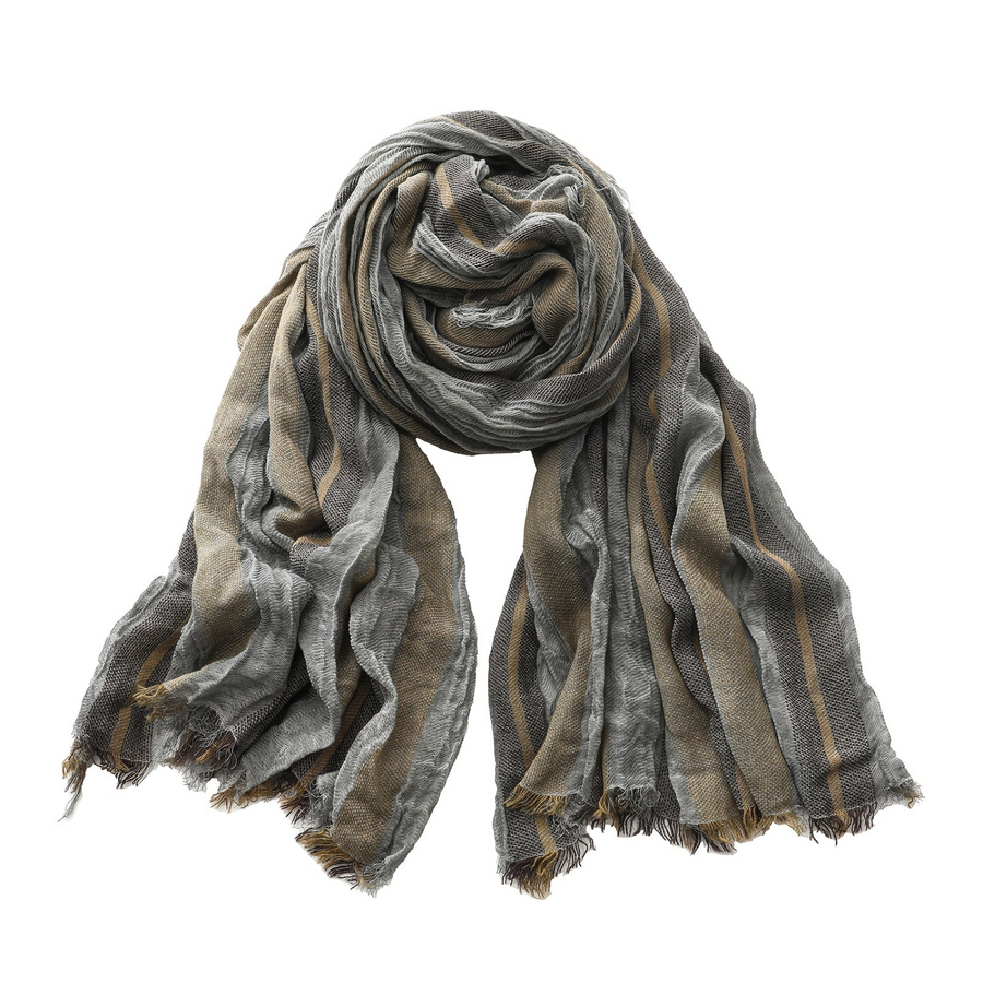 Randig scarf med fransar i mjukt material för unisex