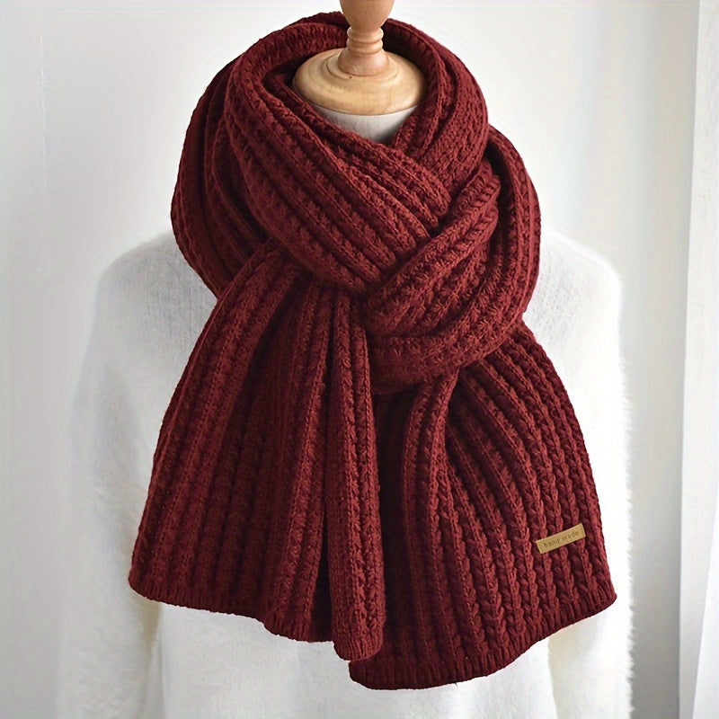 Stickad Halsduk med Ribbad Textur