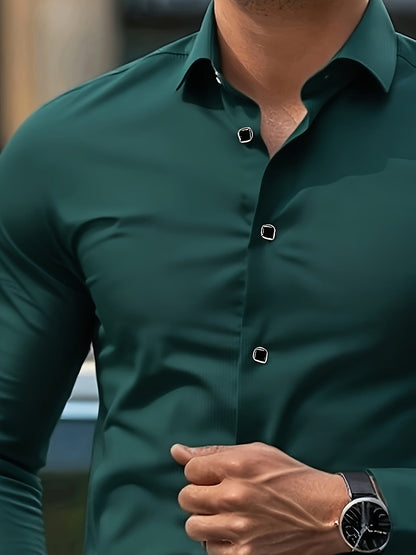 Herrskjorta Slim Fit Elegant Stil för Affär och Fest