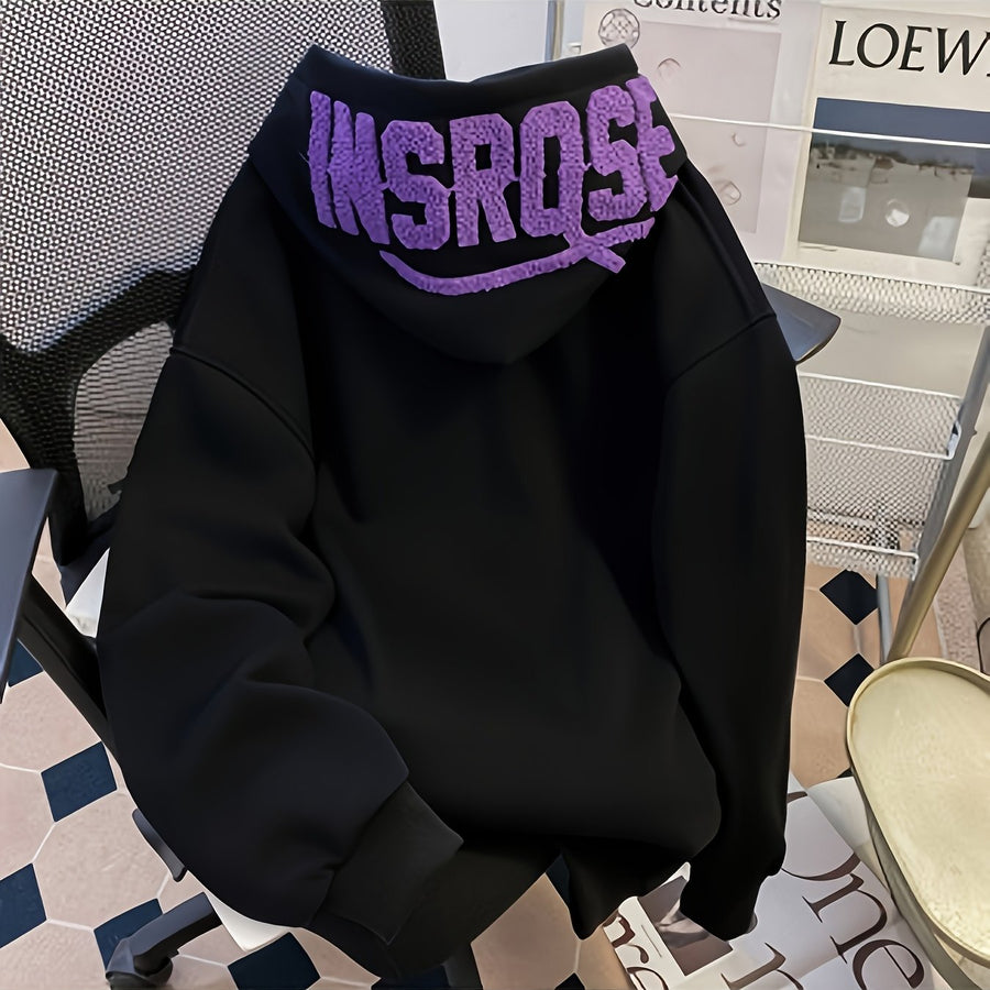 Hoodie med stor text på huva, unisex