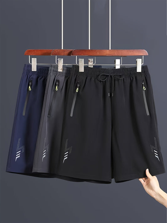Herrar Sportiga Shorts med Dragkedjefickor – Perfekt för Träning, Löpning och Fritid