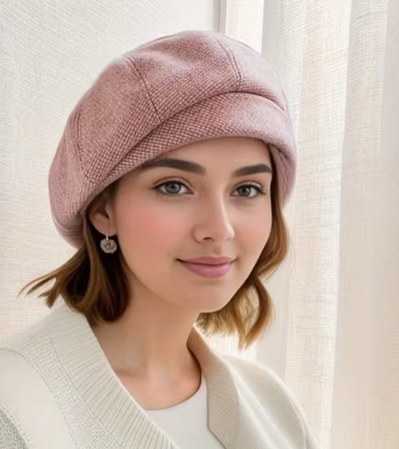 Basker med Rutmönster för Dam – Beige Texturerad Keps