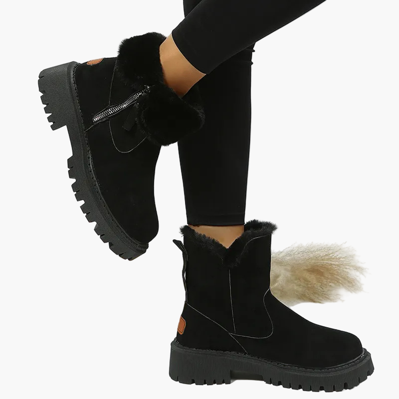 Dam vinterboots med foder och dragkedja – Trendiga och varma vardagskängor