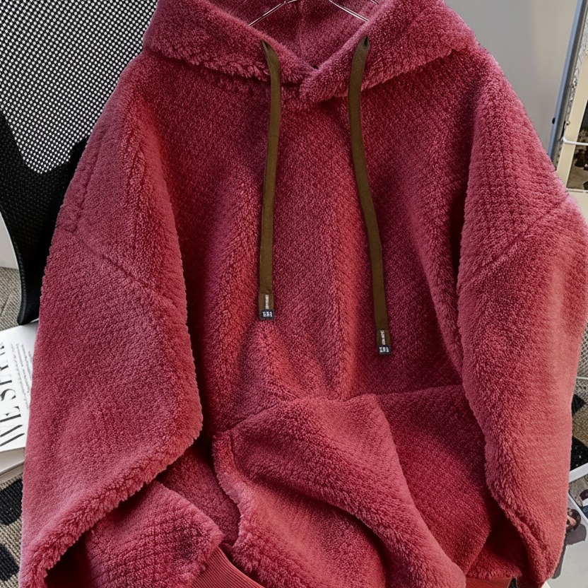 Fleece Hoodie med Huva och Känguruficka, Mjuk och Mysig