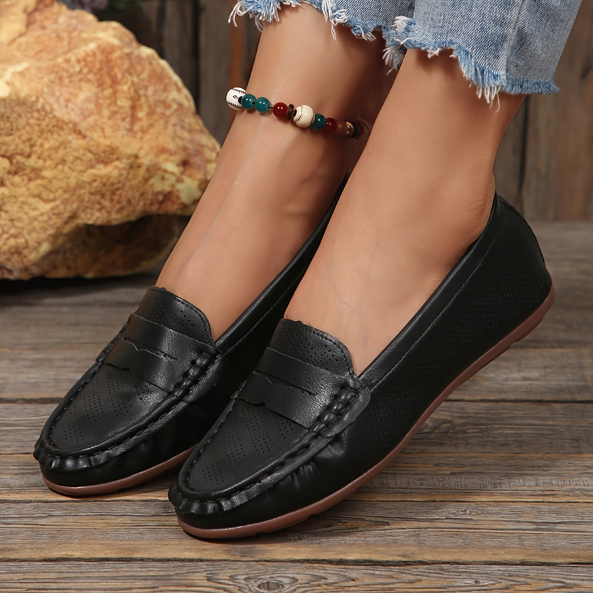 Damloafers Klassisk Stil Flexibel Bekväm Vardags- och Kontorssko