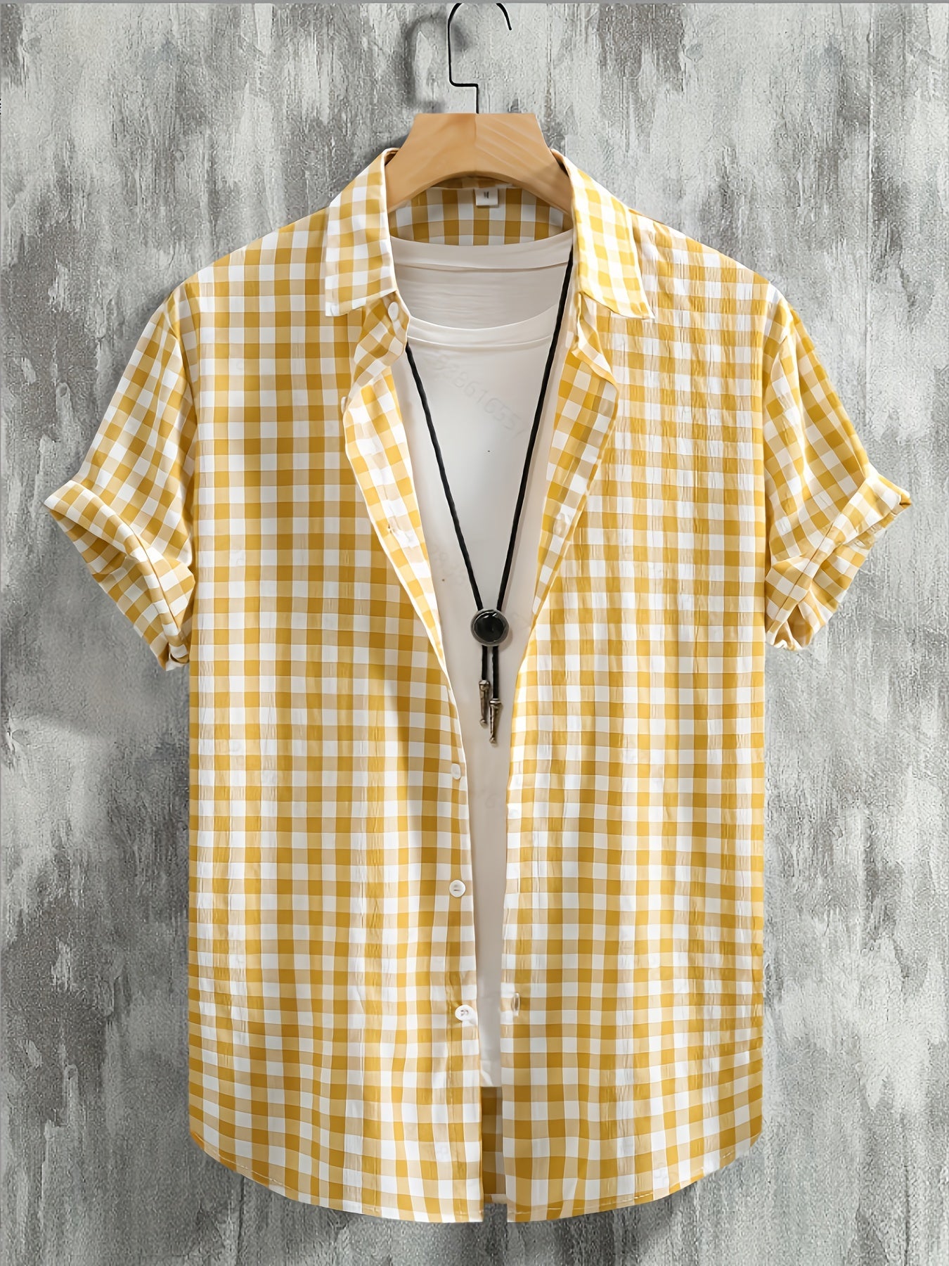 Herr Skjorta Kortärmad Rutig Button-Down för Avslappnad och Modern Stil