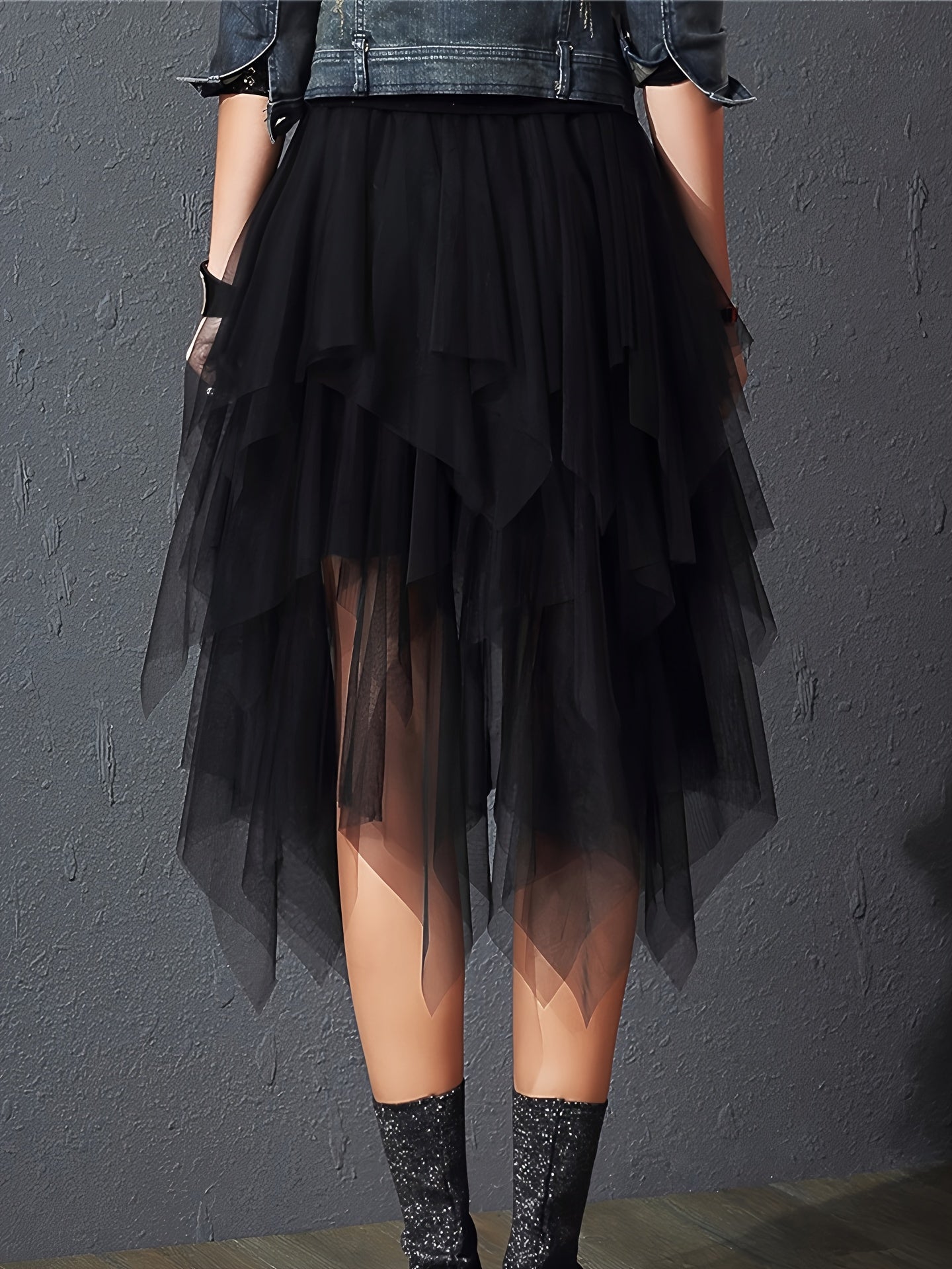 Dam Kjol Elegant Tyll Asymmetrisk Lager-på-lager Partylook