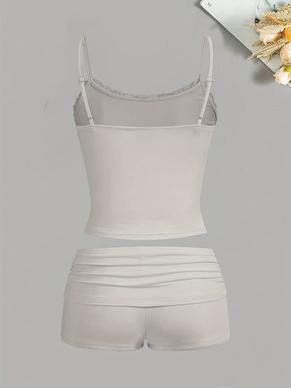 Damset med kort topp och shorts – Elegant och bekväm för vår och sommar