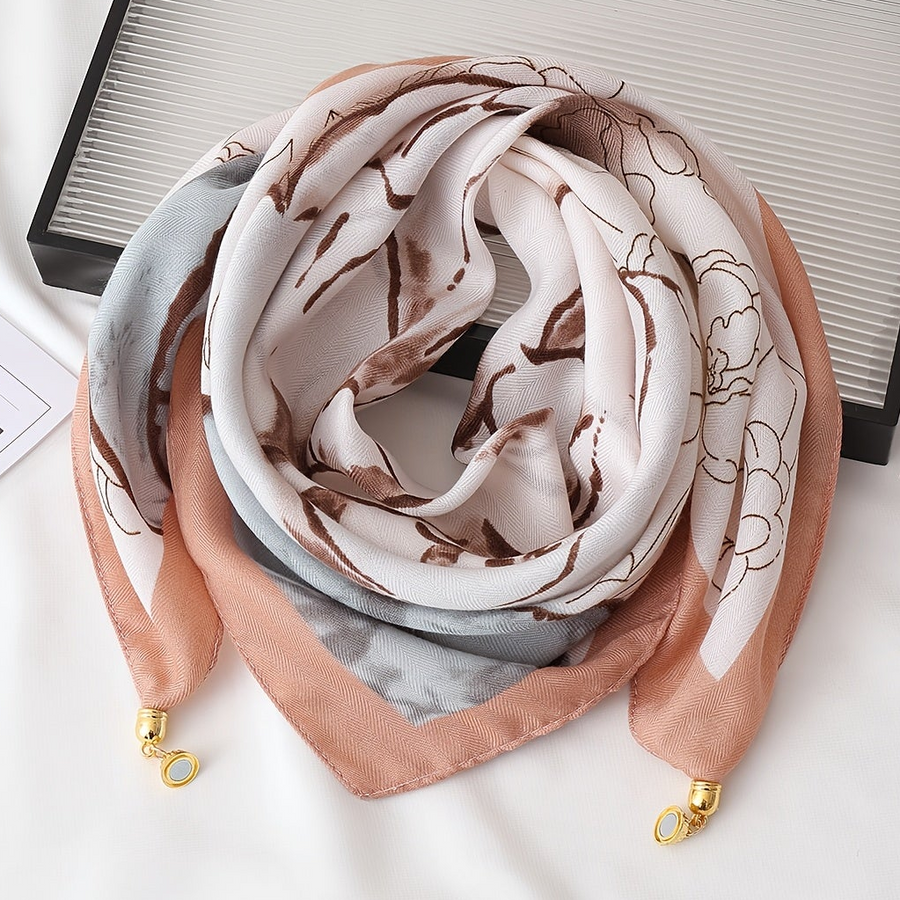 Women's Printed Scarf with Charm Pendant Ends