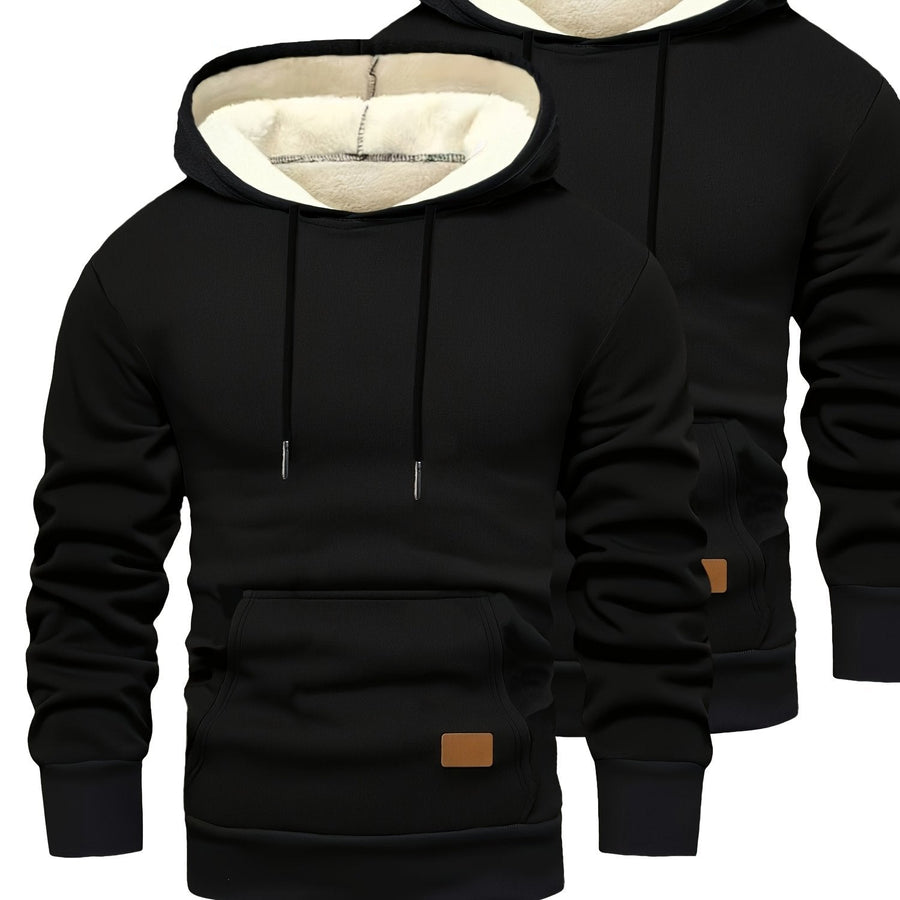 Unisex Hoodies med Fleecefoder, 2-pack, Loose Fit, Svart och Mörkgrå