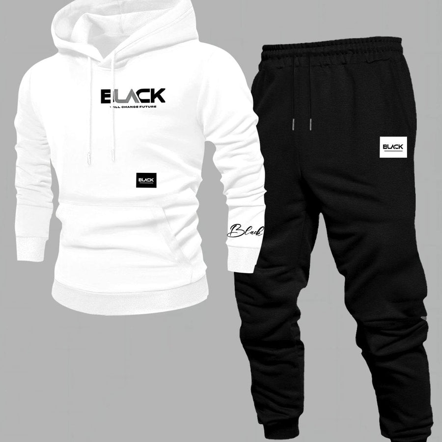 Unisex Mjukisset Hoodie & Byxor Svart med Logotyp