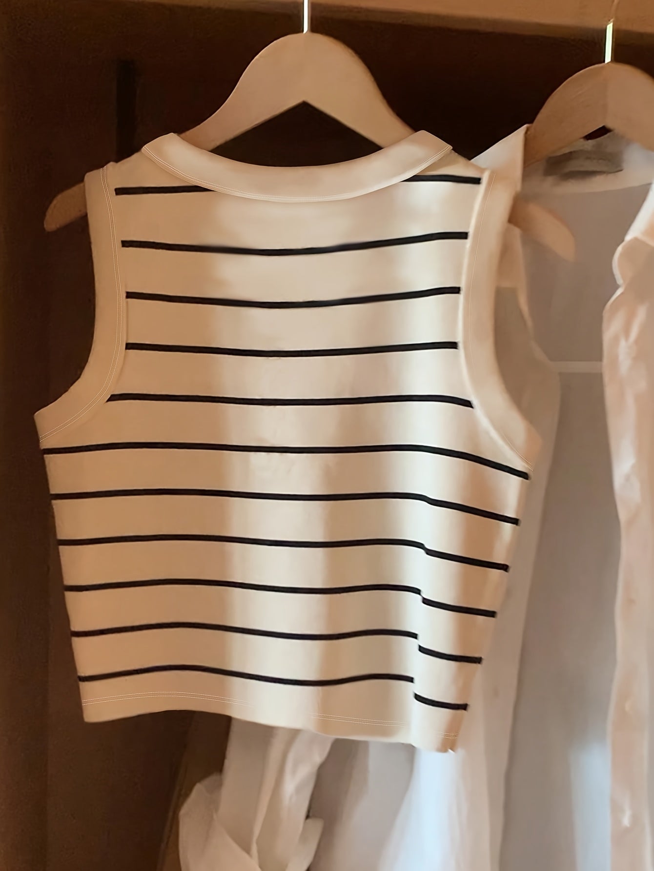 Dam Topp Randig Ärmlös Preppy Stil Elegant Vardagsplagg