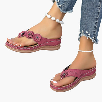 Dam Sandaler med Blommor - Casual Flip Flops för Sommar och Fritid