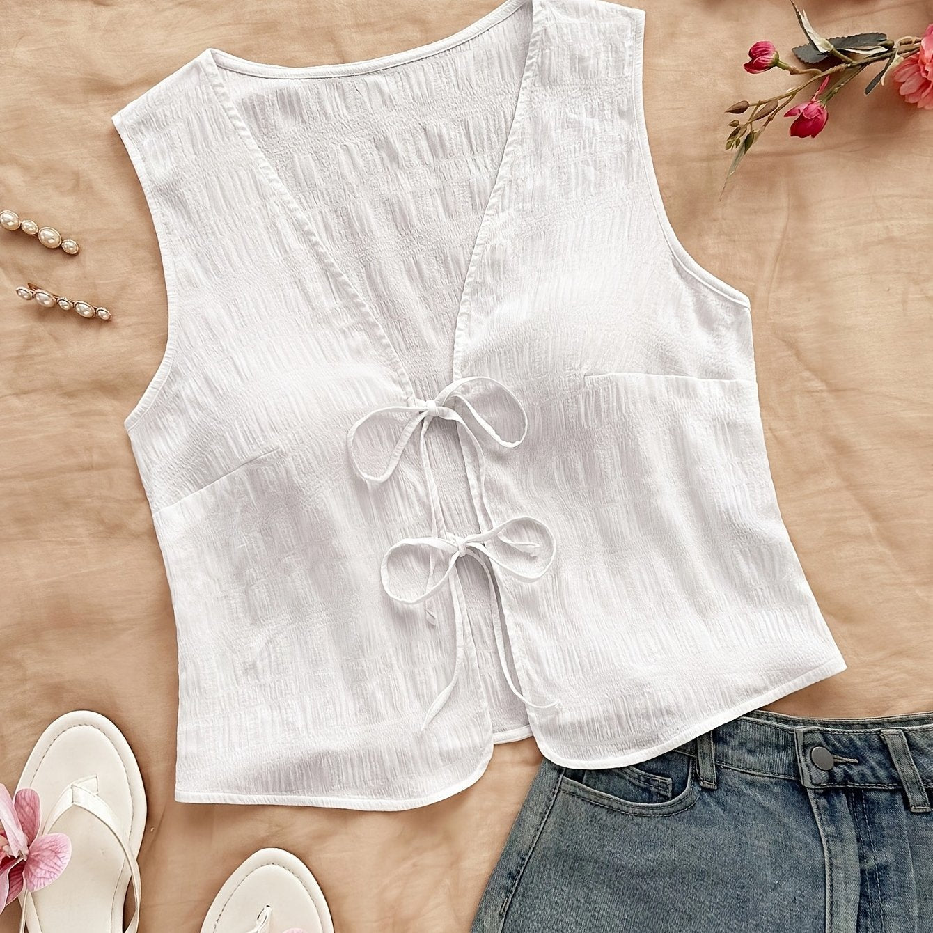 Dam Väst med Knytband och Boho-Design för Avslappnade Sommaroutfits