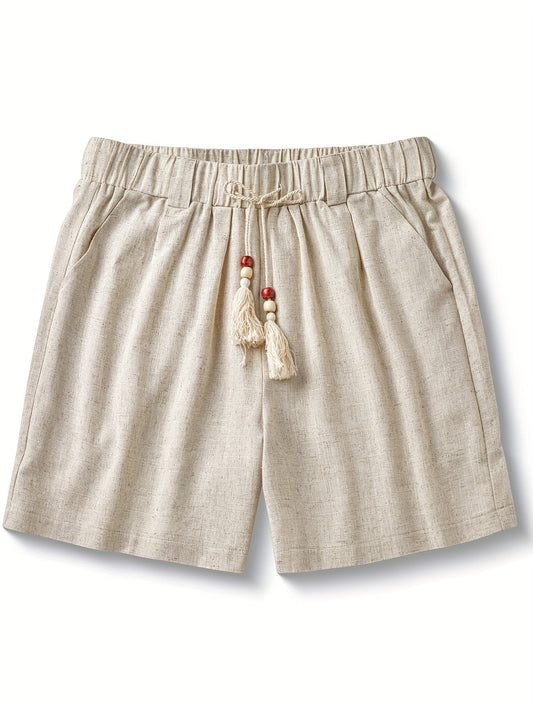 Herrshorts med bohemisk dragsko och tofs – avslappnad sommarstil för semester och strand