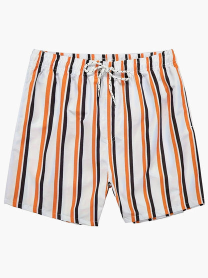 Herr Badshorts Randiga Lössittande – Perfekta för Strand och Pool, Fritidsstil
