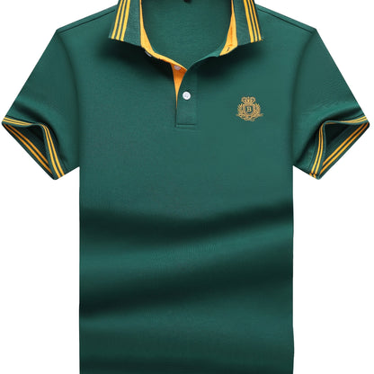 Herr Pikétröja med Sportig Klassikerstil och Broderad Bröstlogotyp – Perfekt för Fritid och Golf