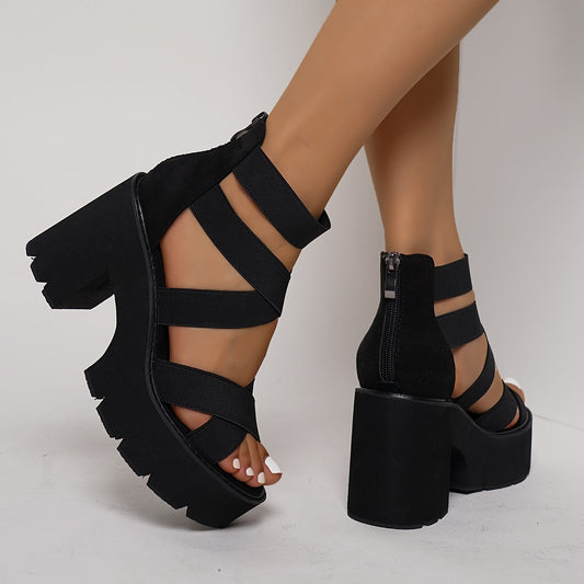 Dam Chunky Plattform Sandaler – Trendiga Fest- & Vardagsklackar med Remmar