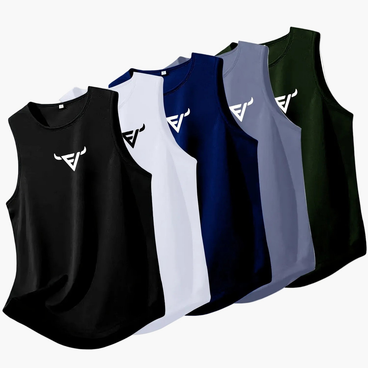 Herr Sportlinne Träningsset 5-pack – Ärmös Träningstopp för Gym och Fitness
