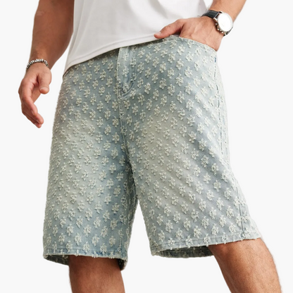 Herr Bermuda Shorts Streetstil – Knälånga Shorts med Textur och Avslappnad Passform
