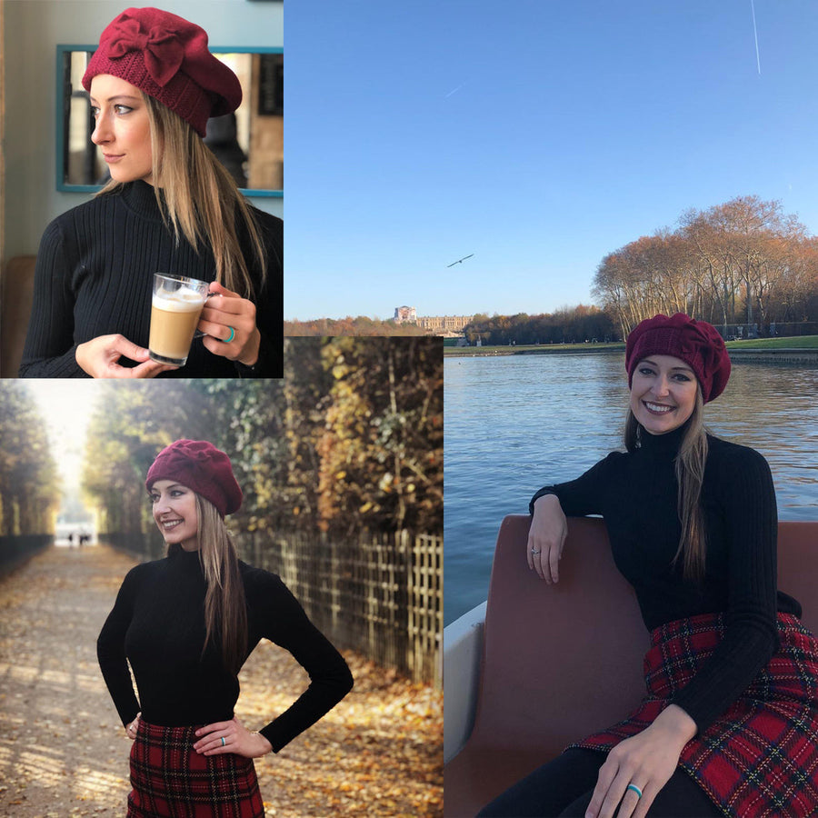 Women's Bow Accent Beret Hat