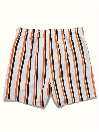 Herr Badshorts Randiga Lössittande – Perfekta för Strand och Pool, Fritidsstil